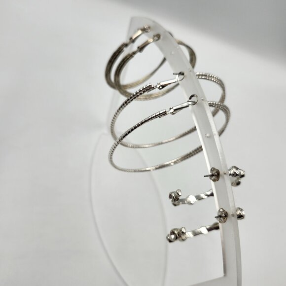 3 Pair - Silver Big Hoop Earring Variety Package - Picture 6 of 6
